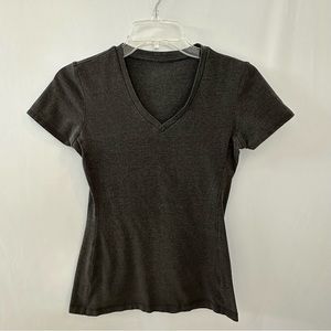 Activewear V-neck Top Charcoal Gray Women's Size S